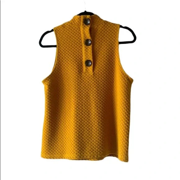 Anthropologie Eri + Ali Overture textured mock neck mustard yellow tank top, XS - Picture 5 of 10